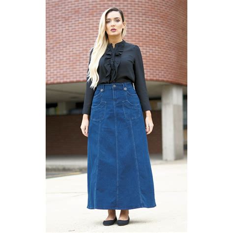 navy blue denim skirt.